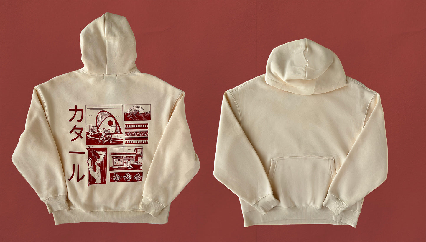 Katāru Oversized Fleece Hoodie - Beige