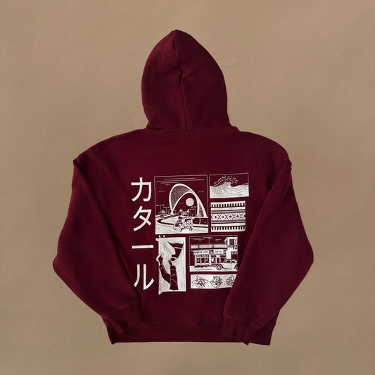 Katāru Oversized Fleece Hoodie - Maroon